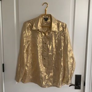 VTG Doncaster Collection Gold Silk sheer Blouse